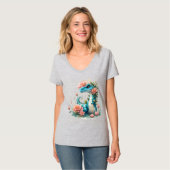 Schattigee Florale dinosaurus T-shirt (Voorkant volledig)