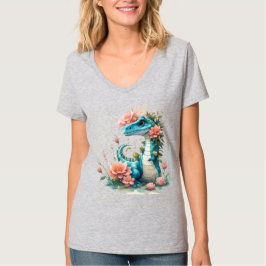 Schattigee Florale dinosaurus T-shirt