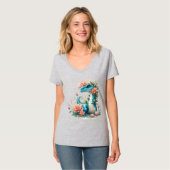 Schattigee Florale dinosaurus T-shirt (Voorkant volledig)