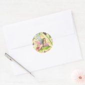 Schattigee Flower Fairy en lieveheersbeestje in tu Ronde Sticker (Envelop)