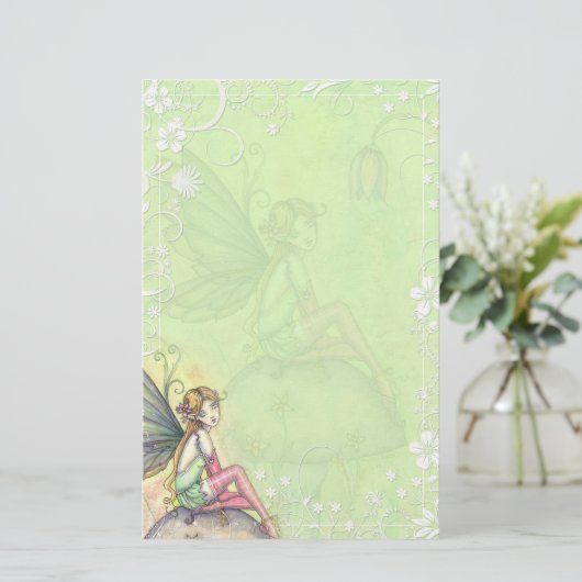 Schattigee Flower Fairy Fancy briefpapier (Staand voorkant)