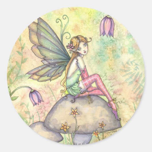 Schattigee Flower Fairy in Tuin Stickers (Voorkant)