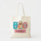 Schattigee Flower Ghost Boo Halloween Trick or tre Tote Bag (Voorkant)