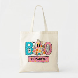 Schattigee Flower Ghost Boo Halloween Trick or tre Tote Bag
