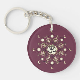 Schattigee Flower Moon Mandala Om Quote Goud Paars Sleutelhanger