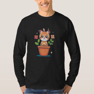Schattigee Flowerpot Cat met Planten voor tuiniere T-shirt