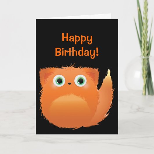 Schattigee Fluffy Bird Birthday Kaart (Voorkant)