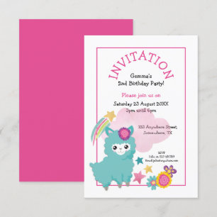 Schattigee Fluffy Llama Jonge Kind Verjaardagsfees Kaart
