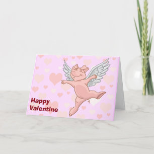 Schattigee Flying Pig Valentijn Kaart
