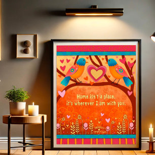 Schattigee Folk Birds Inspiring Home Quote Inspira Poster