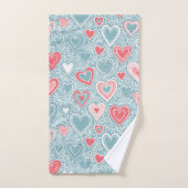 Schattigee Folk Bloemen Hart Dusty Blue Blush Pink Bad Handdoek (Handdoek)