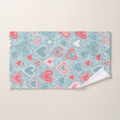 Schattigee Folk Bloemen Hart Dusty Blue Blush Pink Bad Handdoek (Handdoek)