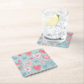 Schattigee Folk Bloemen Hart Dusty Blue Blush Pink Kartonnen Onderzetters (Insitu)