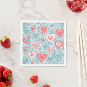 Schattigee Folk Bloemen Hart Dusty Blue Blush Pink Servet