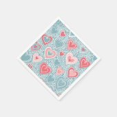 Schattigee Folk Bloemen Hart Dusty Blue Blush Pink Servet (Hoek)