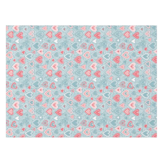 Schattigee Folk Bloemen Hart Dusty Blue Blush Pink Tafelkleed (Voorkant (Horizontaal))