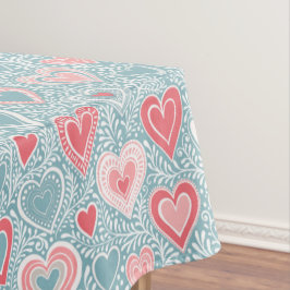 Schattigee Folk Bloemen Hart Dusty Blue Blush Pink Tafelkleed
