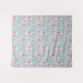 Schattigee Folk Bloemen Hart Dusty Blue Blush Pink Wandkleed (Voorkant (horizontaal))