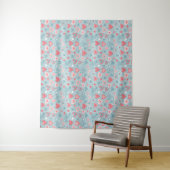 Schattigee Folk Bloemen Hart Dusty Blue Blush Pink Wandkleed (In situ)