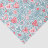 Schattigee Folk Bloemen Hart Stoffig Blauw Roze Ba Tissuepapier (Detail)