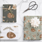 Schattigee Folk Bunny Egg Easter Pattern Fun Inpakpapier Vel