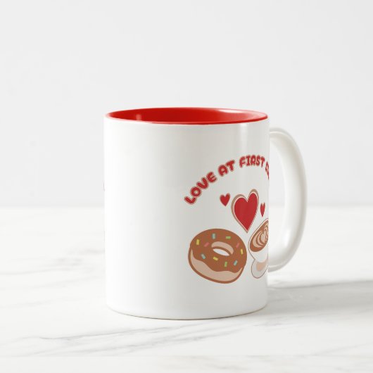 Schattigee Foodie Koppel Koffie en Donut Mok (Voorkant rechts)