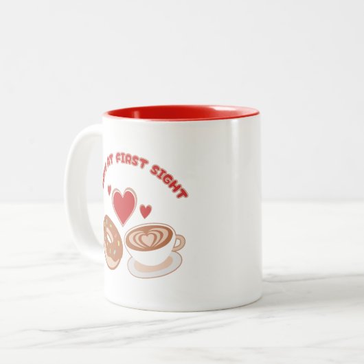 Schattigee Foodie Koppel Koffie en Donut Mok (Voorkant links)