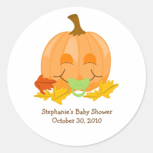 Schattigee fopspeen pompoen Baby shower gunst Stic Ronde Sticker