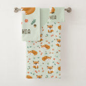 Schattigee Forest Fox Herfst Monogram Kinder Bad Handdoek (Insitu)