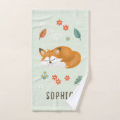 Schattigee Forest Fox Herfst Monogram Kinder Bad Handdoek (Handdoek)