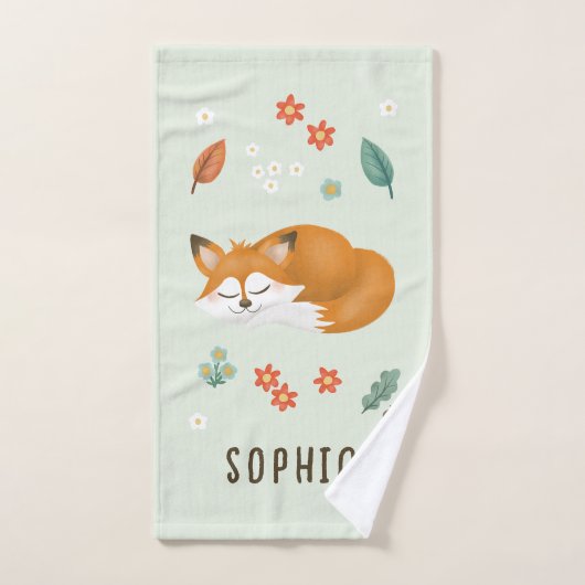 Schattigee Forest Fox Herfst Monogram Kinder Bad Handdoek (Handdoek)