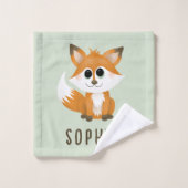 Schattigee Forest Fox Herfst Monogram Kinder Bad Handdoek (Wasdoekje)