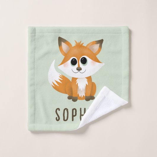Schattigee Forest Fox Herfst Monogram Kinder Bad Handdoek (Wasdoekje)