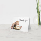 Schattigee foto Baby Boy 1e Verjaardag Dank u Bedankkaart (Voorkant)