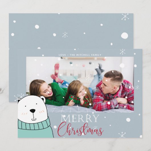 Schattigee Foto Beer Kerst Kaart (Voorkant / Achterkant)