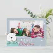 Schattigee Foto Beer Kerst Kaart (Staand voorkant)