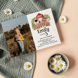 Schattigee foto Boerderijdieren Verjaardagsuitnodi Kaart