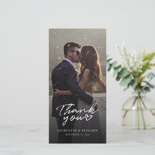 Schattigee foto bruiloft script bedankkaart (Staand voorkant)