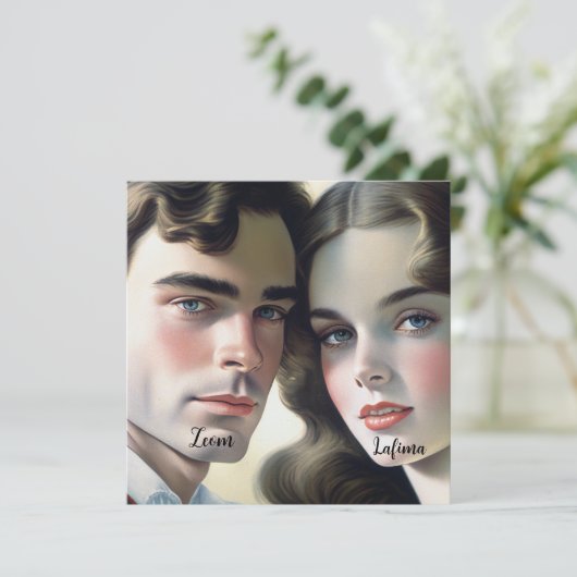 Schattigee  Foto Ecru Papier Sla de Datum op Kaart (Staand voorkant)