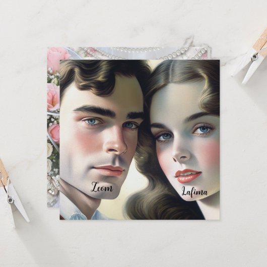 Schattigee  Foto Ecru Papier Sla de Datum op Kaart (Voorkant / Achterkant in situ)