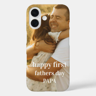 Schattigee foto Happy First Fathers Day Papa iPhone 16 Hoesje