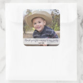 Schattigee foto Kids Verjaardagsfeestje Dank u Vierkante Sticker (Tas)