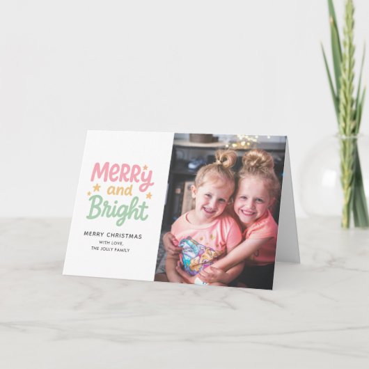 Schattigee foto kleurrijke moderne kerst feestdagen kaart (Voorkant)