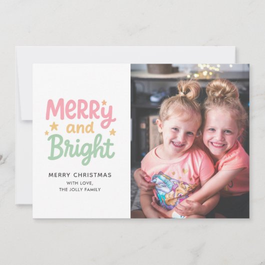 Schattigee foto kleurrijke moderne kerst feestdagenkaart (Voorkant)
