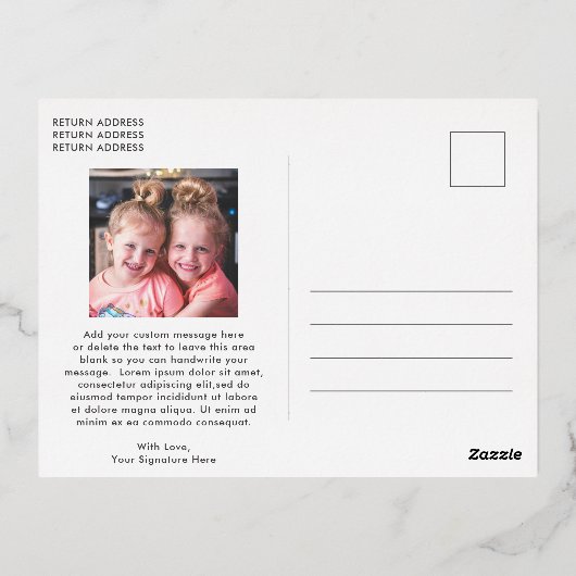 Schattigee foto kleurrijke moderne kerst folie feestdagen briefkaart (Achterkant)