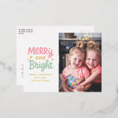 Schattigee foto kleurrijke moderne kerst folie feestdagen briefkaart (Voorkant / Achterkant)