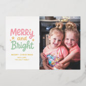 Schattigee foto kleurrijke moderne kerst folie feestdagenkaart (Voorkant)