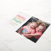 Schattigee foto kleurrijke moderne kerst folie feestdagenkaart (Gedraaid)