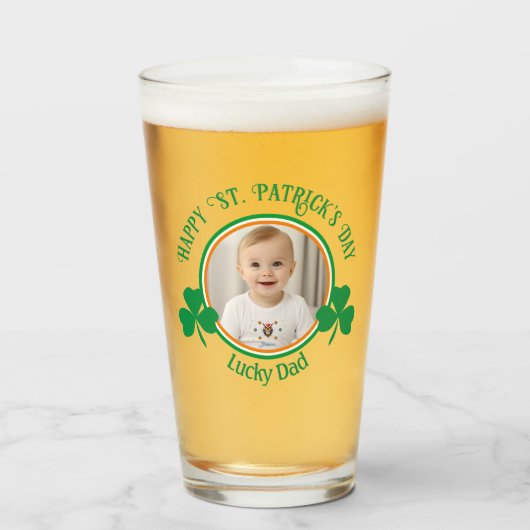 Schattigee foto Lucky Dad Clover St Patricks Day Glas (Voorkant gevuld)