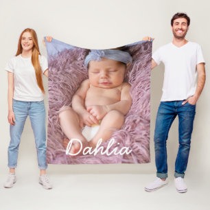 Schattigee Foto met Naam Baby Fleece Fotodeken Deken